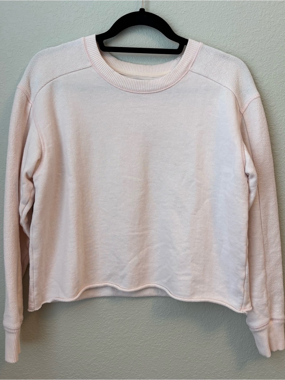 Aerie Pink Fleece Patchwork Reversed Sweater